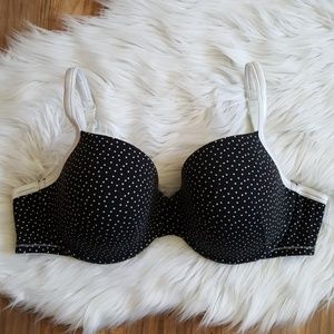 Cacique Black & White Polka Dot T-shirt Bra 40DDD